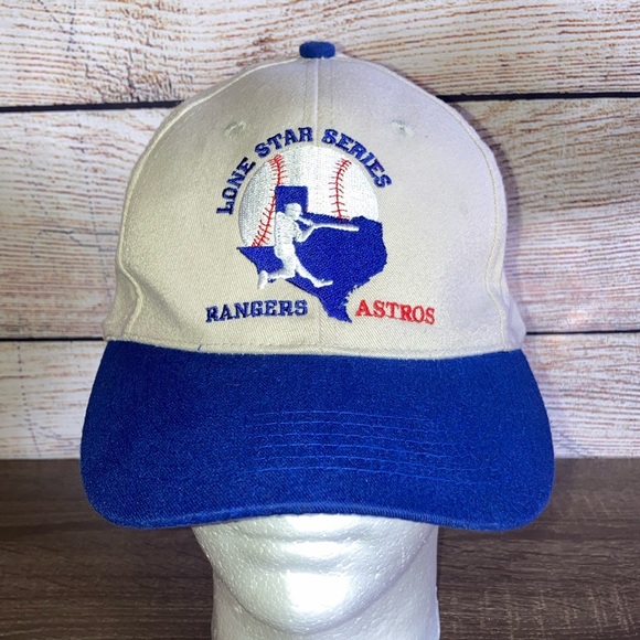 EUC Vintage 90's Lone Star Series Rangers Vs Astros Strapback Hat by BD&A - Picture 1 of 8
